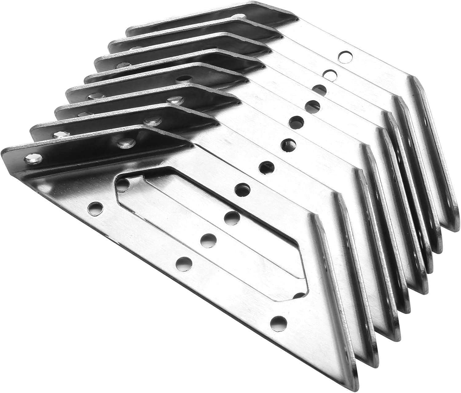 8Pcs Corner Braces Joint Stainless Steel Angle Code Corner Bracket, Trapeziform Angle Code Shelf Support Fastener (5.6 Inch, Silver)