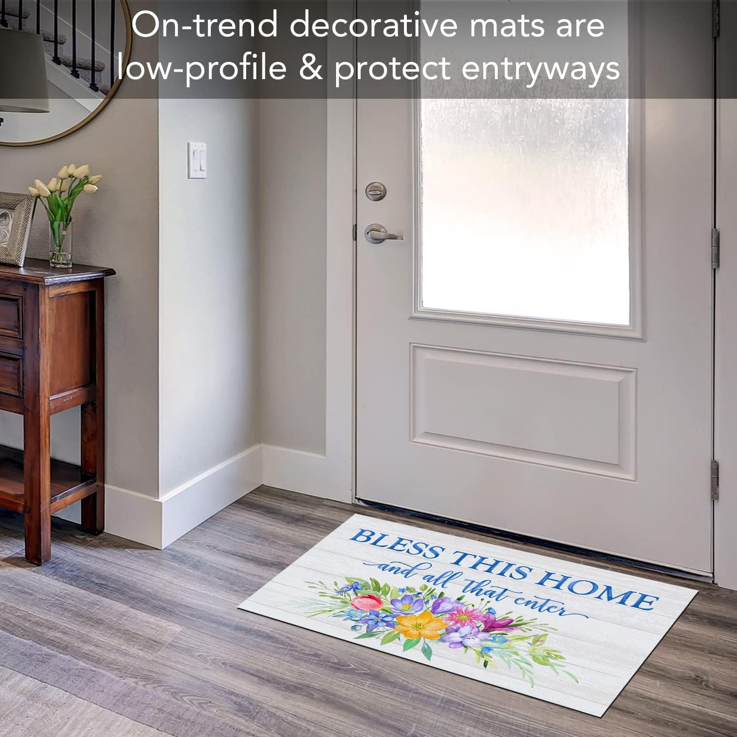 Counterart All Who Enter Spring Indoor/Outdoor Entryway Floor Mat Manufactured in The USA Low Profile, Protective Non-Skid Rubber Backing, Easy to Clean 29.5" by 17.75"