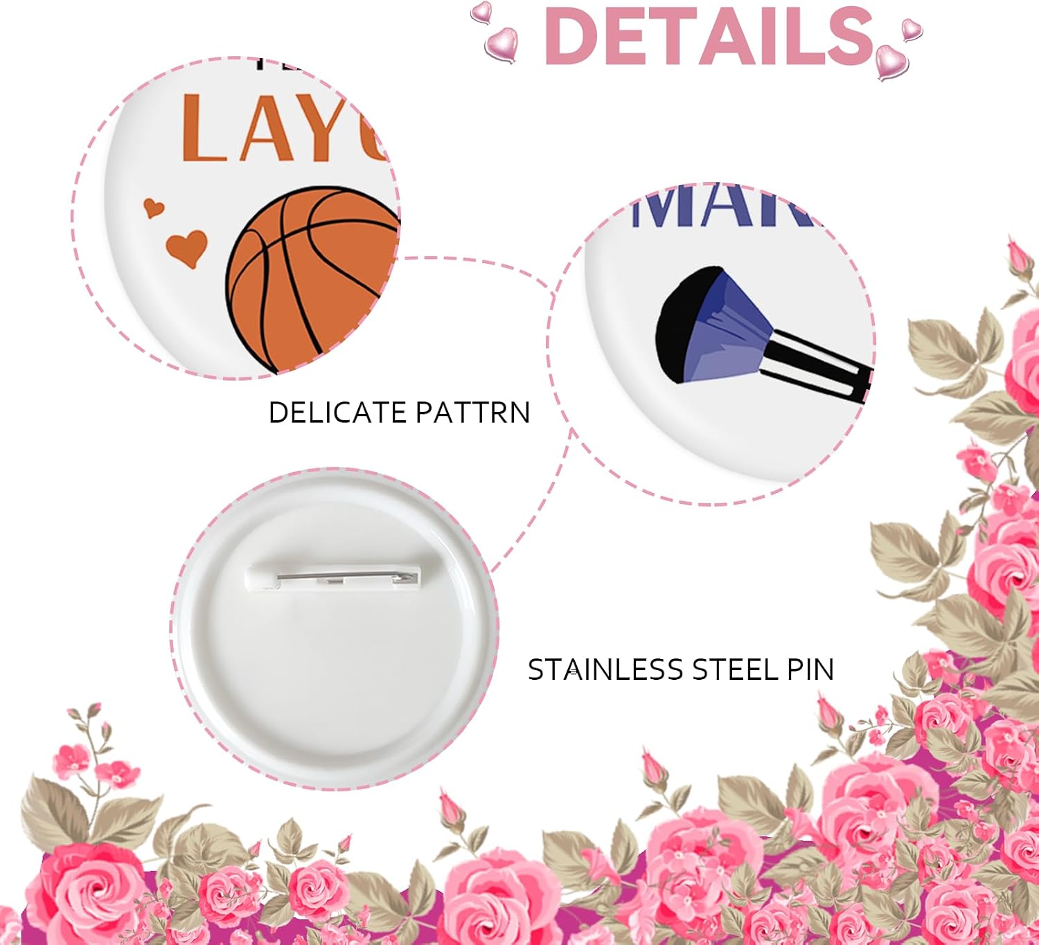 10 Pcs Basketball Gender Reveal Button Pins, Team Layup Team Makeup Badge Pins, Boy or Girl Button, Basketball He or She Stain Brooch for Baby Shower/Gender Reveal Party Decorations