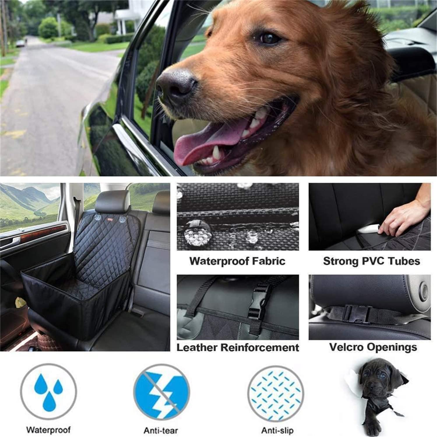 WANGCL Hunde Sitzbezug Einzel Wasserdicht Auto Booster für Hunde Haustier Autobedarf Pet Booster Sitz für Rücksitz 2 in 1 Vordersitz Matte Booster Sitz