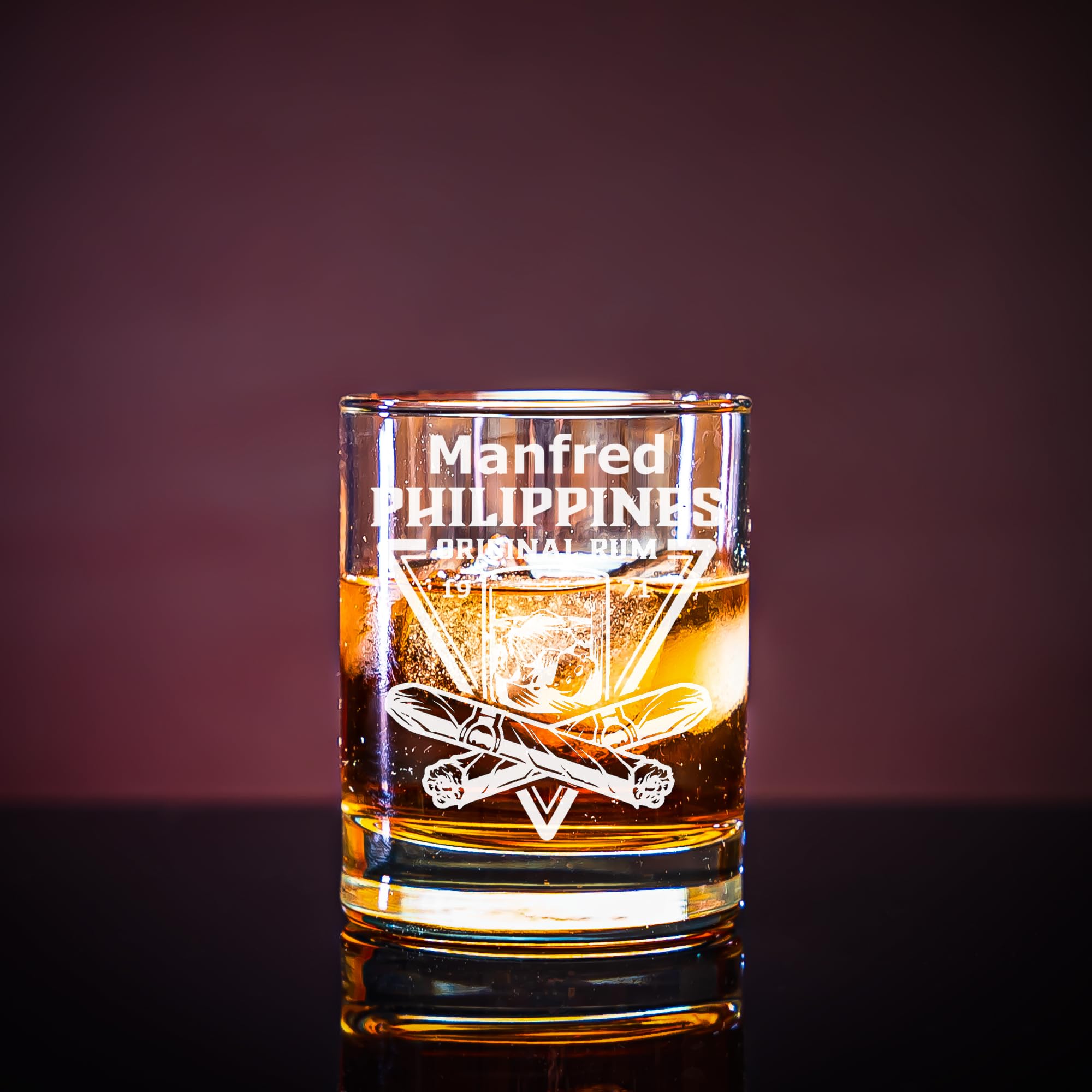 Geschenkset 2 Gläser + 1 Flasche Rum, personalisierte lasergravierte Geschenkidee Ihr Text gravierte Rumgläser, Geschenkbox (PhilippinesRumDesign, 200ml RumGlas, Tanduay GOLD)