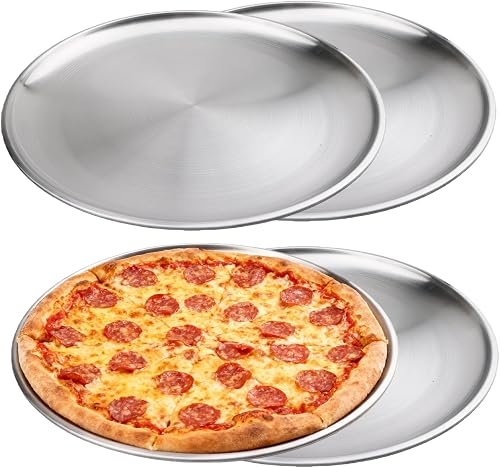 Lot de 4 plaques à pizza en acier inoxydable : 30 cm WARMWOO