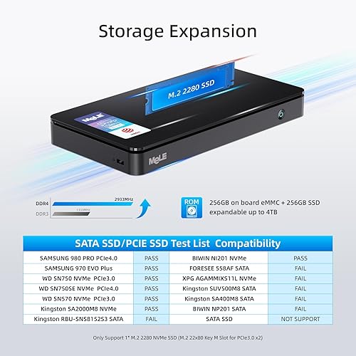 Vista 11 de MeLE Reddot Winner Slim Mini PC Overclock4C N100(hasta 3.4GHz) 8 GB de RAM, 256 GB de almacenamiento, mini computadora de escritorio, pantalla