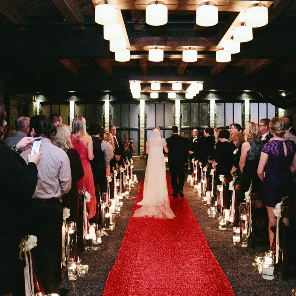 Chemin d'allée de mariage - Décoration d'extérieur pour fête - 60 x 300 cm - Rouge