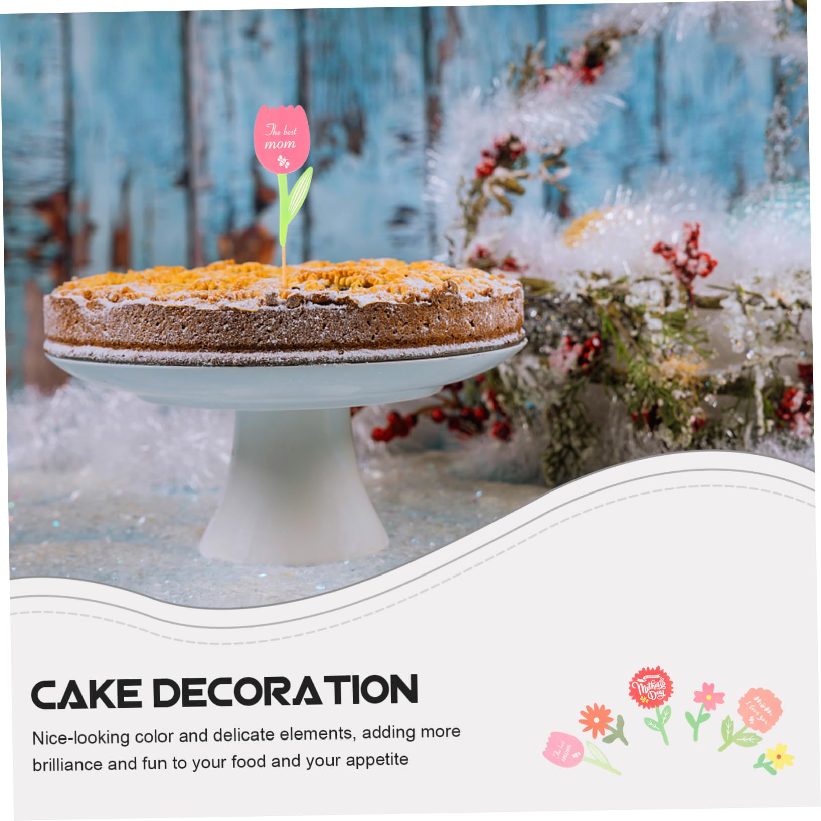 Ciieeo 3 Sätze Teiliges Kuchendekorationsset Für Muttertag Hochwertige Cupcake Topper Mit Blumenmotiven Für Backen Und Feiern Unvergessliche Schaffen 60 Stück * 3