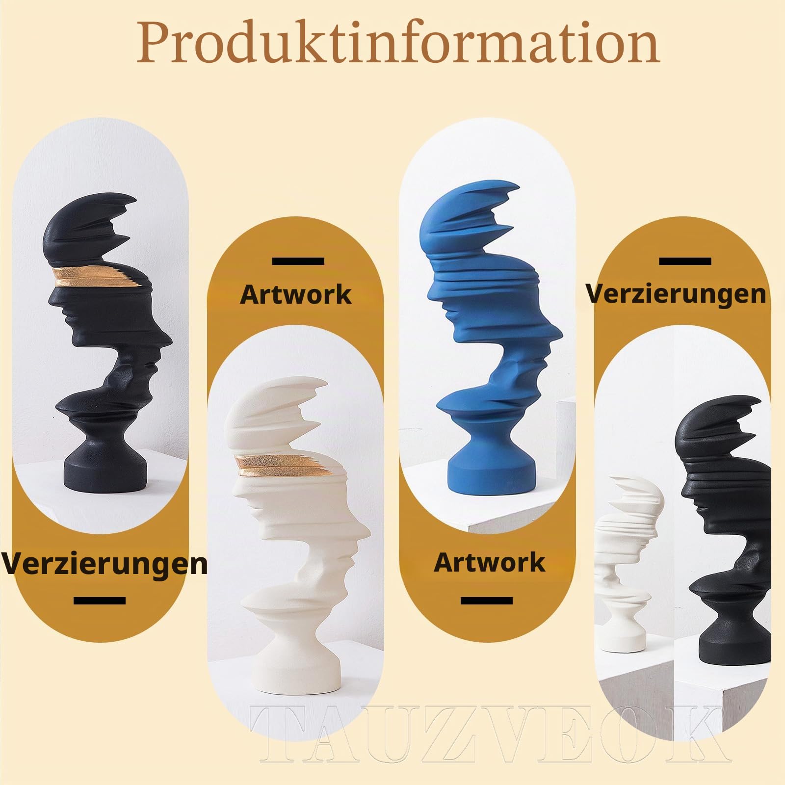 Abstrakte Deko Skulptur, Moderne Kunst Statue, Harz Figur Für Wohnzimmer, Bücherregal Deko, Home Dekoartikel, Weiß, Klein