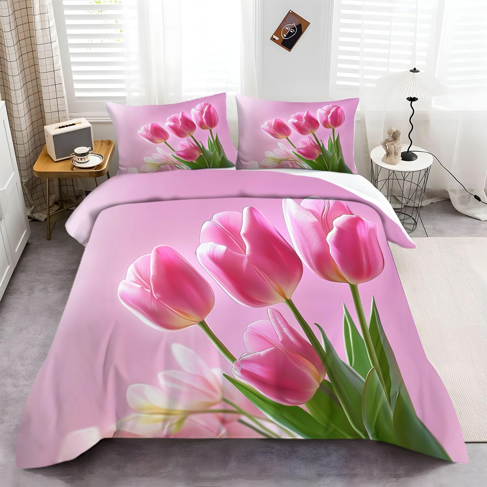 Rośliny i kwiaty zestawy pościeli 200 x 200 cm, sztuka cyfrowa rośliny i kwiaty poszewka na kołdrę miękka i oddychająca poszewka na kołdrę, łatwa pielęgnacja, luksusowa poszewka na kołdrę z poszewką