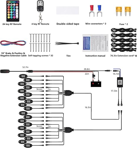 Miniatura 51 de 12 vainas RGB LED Rock Lights para camiones, carrito de golf, camioneta, todoterreno, RV, UTV, ATV, SUV, kit impermeable multicolor para autos