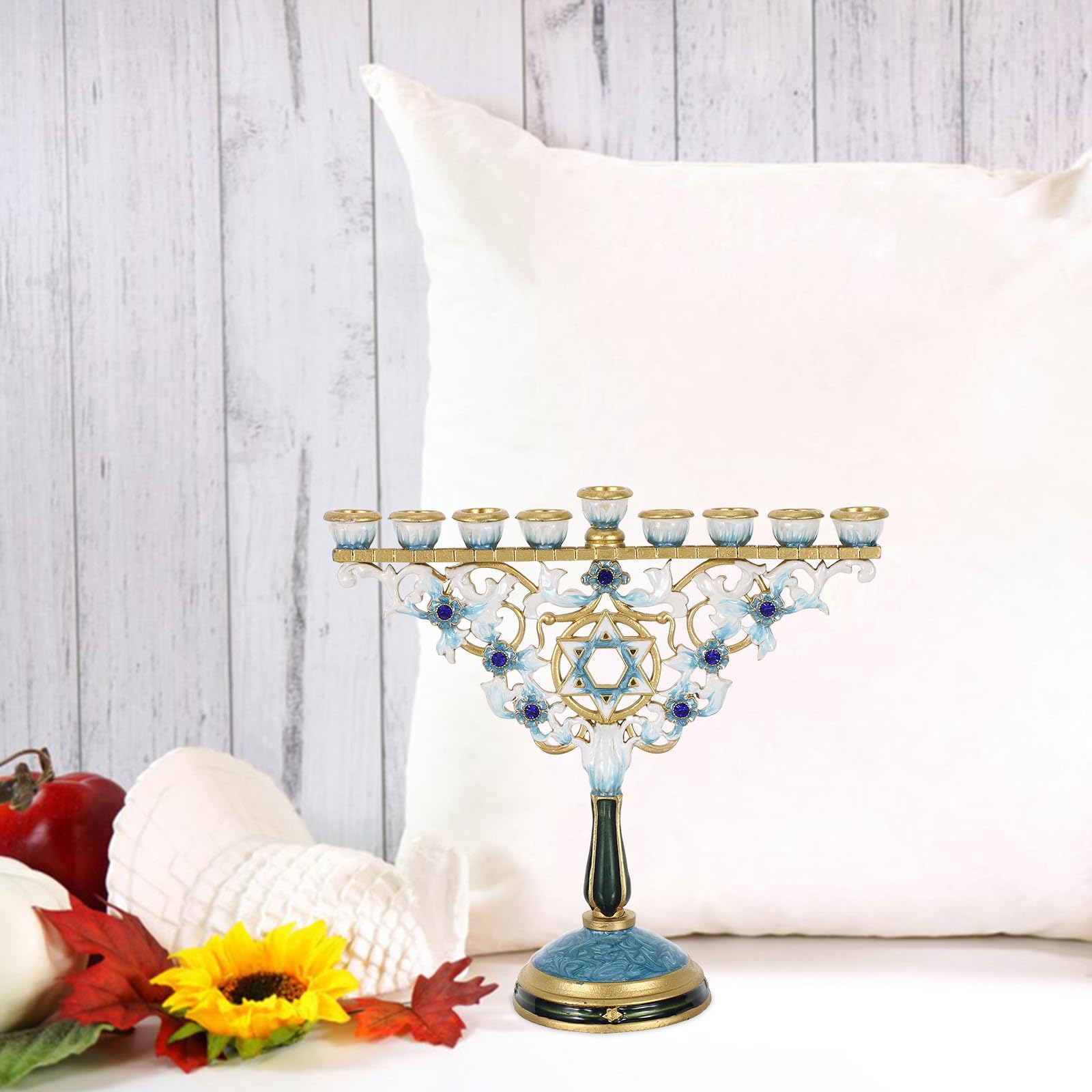DOITOOL Portacandele decorativo per Menorah di Hanukkah a 9 rami per la cerimonia di Chanukah - Portacandele a 9 bracci per la cerimonia di di candela