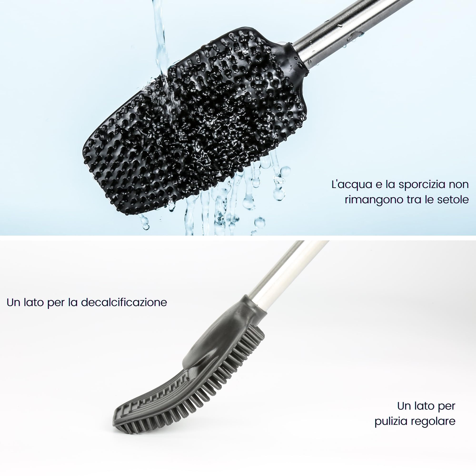 Erreke Scopino WC in Silicone con Supporto in Acciaio Inossidabile, Spazzola WC Flessibile in TPR per una Pulizia Migliore, Fissaggio a Parete Senza Fori (Sage Green