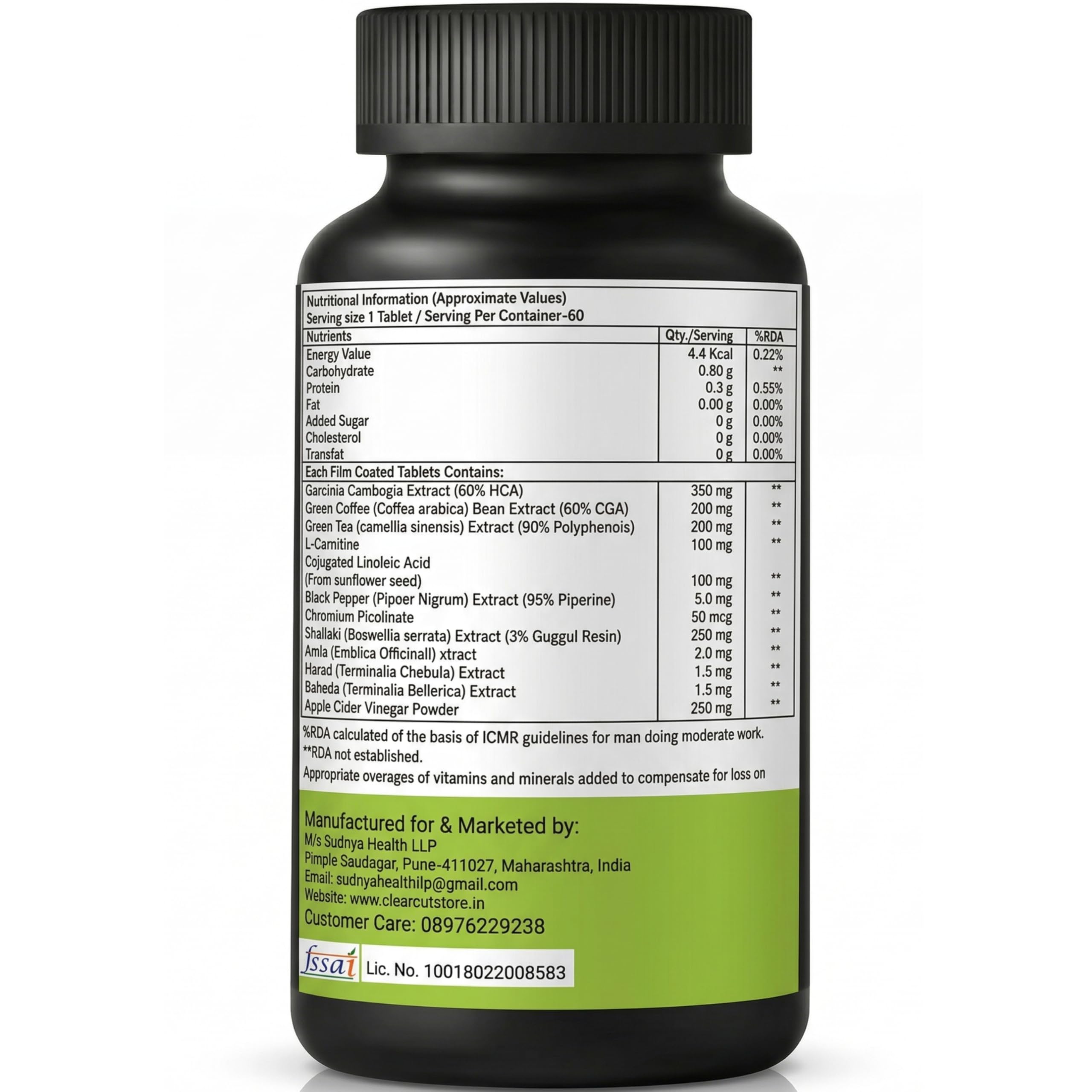 Clearcut Apple cider vinegar Fast action weight loss tablet — Amazon image 5