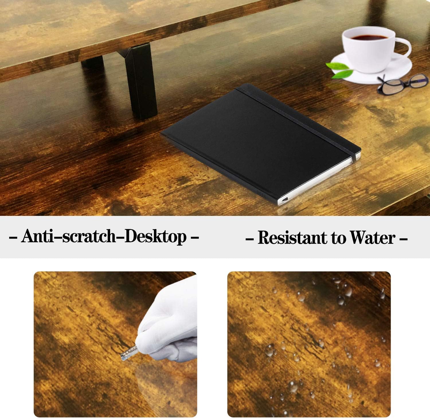 LOVEZ Computer Desk with Storage Shelves/Keyboard Tray/Monitor Stand Desk with Bookshelf Easy Assemble Study Table for Home Office (Brown)