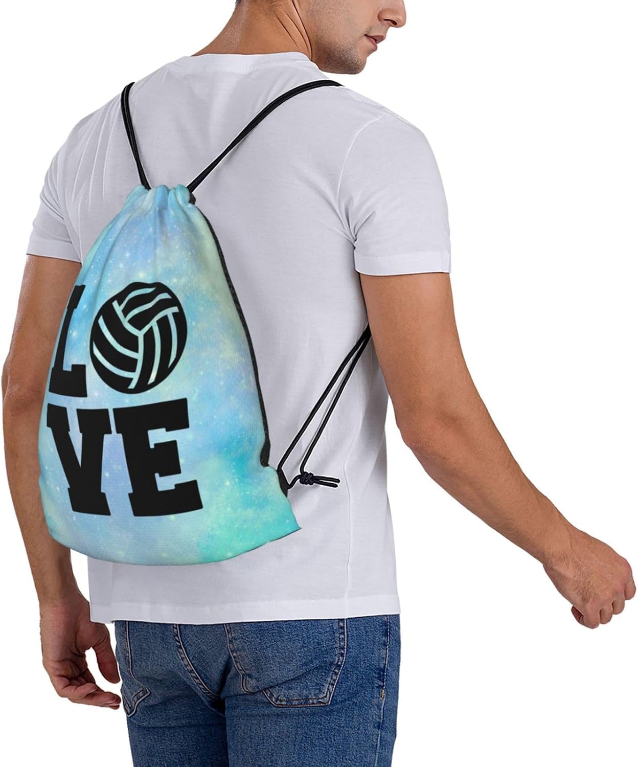 Love Volleyball Unisex Drawstring Backpack Bag Sport Gym Swim Travel Sackpack - Image 7