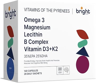 Omega 3 TG, Chelated Magnesium, Lecithin, Vitamin B Complex, Vitamin D3 and K2 4000 - SmartAbsorb  | for Immunity, Energy and Brain Function | 28 Daily sachets