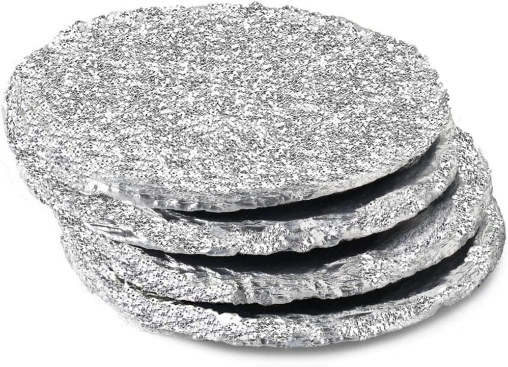 Handmade Silver Slate Glitter Coasters For Drinks | Protect Your Table Tops From Drink Rings and Spills | Unique 4-Piece Holiday Glitz Gift Set, Round - 4 x 4 inches
