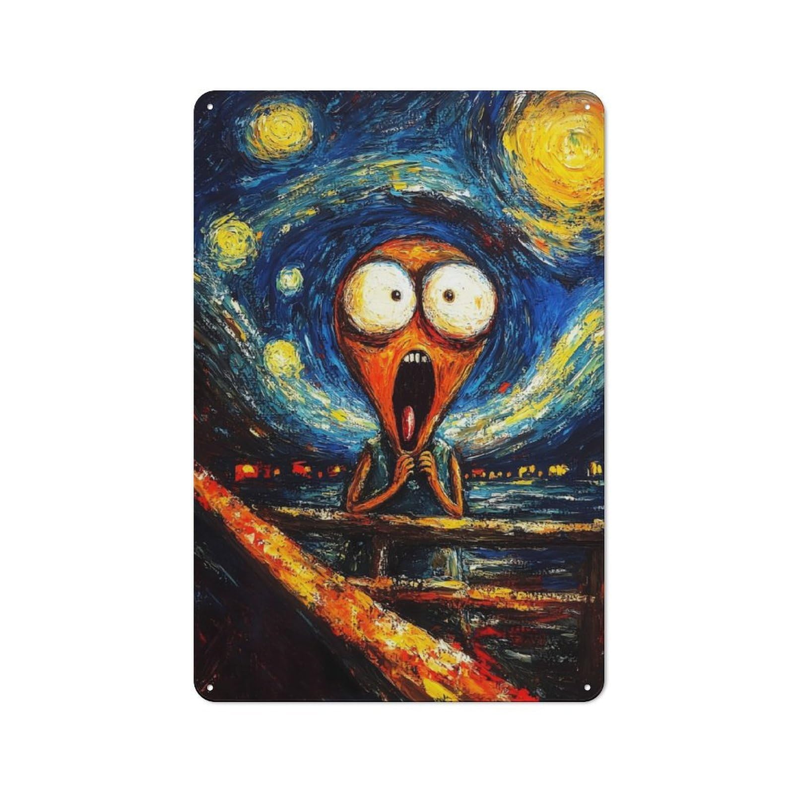 Junmoney Starry Night Scream Retro Tin Wall Plaque 30X20cm Featuring For Pub Or Café, New-Space Wall Decor For Pub Decor Enthusiasts