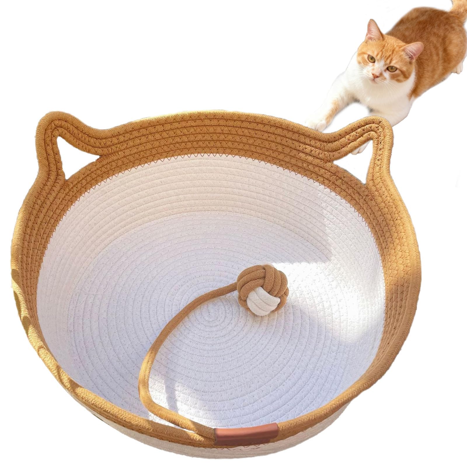 FHKPET Instinct Basket, Stimuli Handwoven Cat Basket for Cats, Large