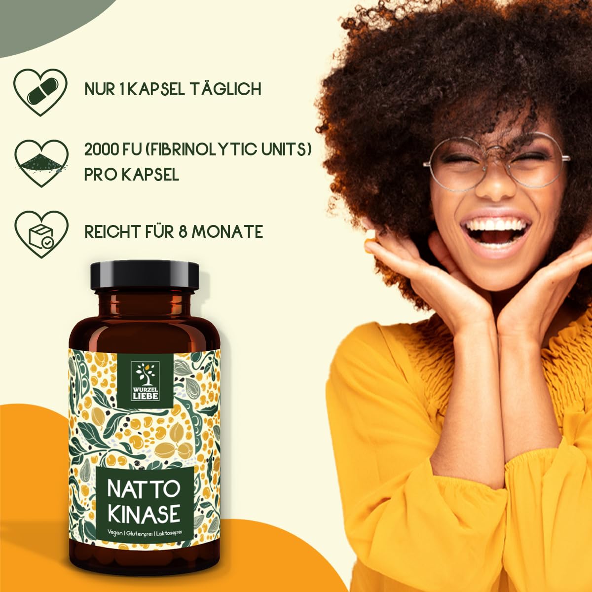 Nattokinase 240 Kapseln je 100 mg (20.000 FU/g) - 8 Monatsvorrat - Vegan - Wurzelliebe