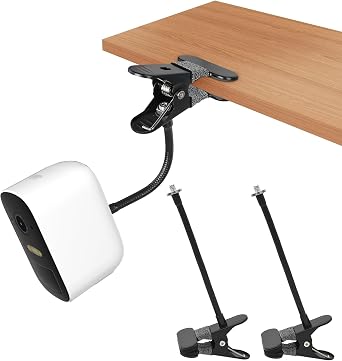 Clamp Mount for Arlo Essential/Pro 5S/Pro 4/Pro 3/Pro 2/eufy/AOSU/Reolink Camera and More 1/4'' Screw Camera No Drill, Black, 2 Pack