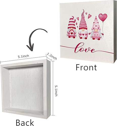 Miniatura 5 de KEUSPI Decoración de mesa de escritorio para el día de San Valentín, letrero de madera para el día de San Valentín, gnomos rosados, decoración para