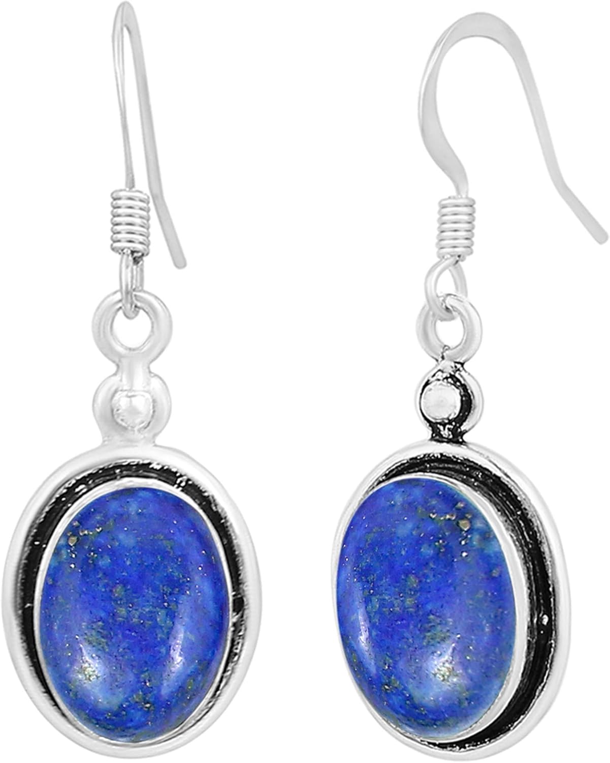 Natural Gemstones Dangle Earrings for Women – 925 Silver Plated Oval Shape Drop Earrings – Lightweight and Comfortable Handmade Fashion Jewelry – Gift for Birthdays, Daily Wear or Special Occasions