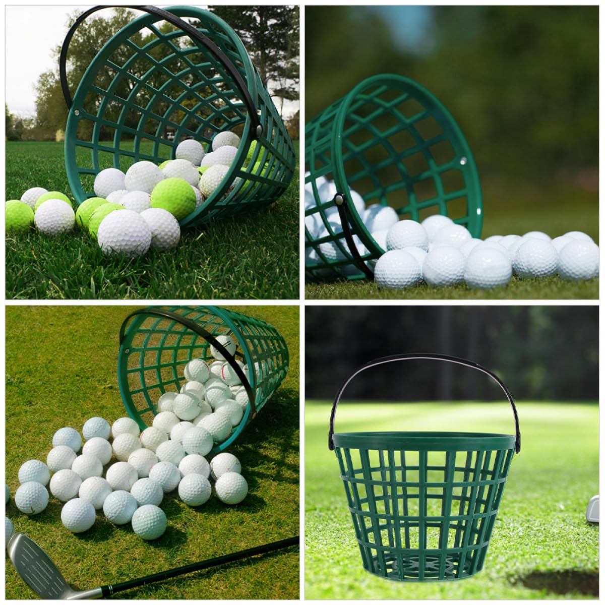 WOONEKY 2 Stück Golfkorb aus Kunststoff Robuster Tragbarer Golfball Aufbewahrungskorb für 50 Bälle zum Golfspielen und Outdoor Einsatz