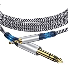 3.5mm to 6.35mm Audio Cable,6.6FT 1/8 Male to 1/4 Male Stereo Cable 3.5mm to 1/4 Adapter TRS Cable Aux Cord Bidirectional Stereo Aux Cable Jack for iPhone,Guitar,Speaker,Home Theater,Amplifiers,Piano