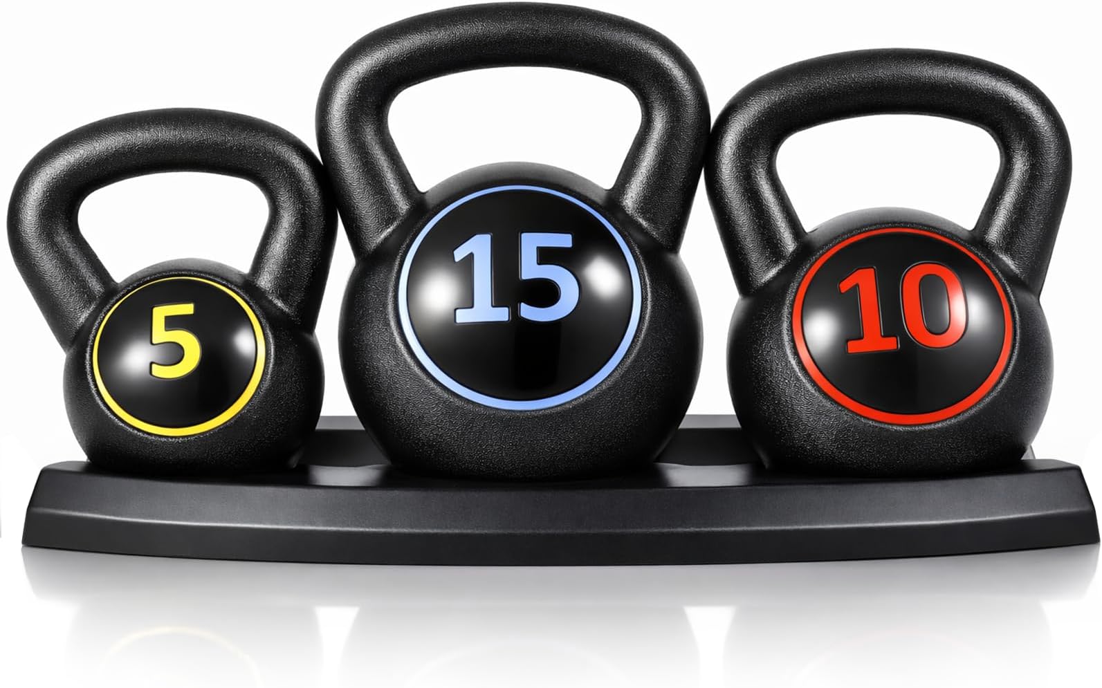 3 Pcs Kettlebell Set - 5lb, 10lb, 15lb Weight Lifting Training Kettle Bell for Cardio & Strength Exercise, Ideal for Home Gym Workouts