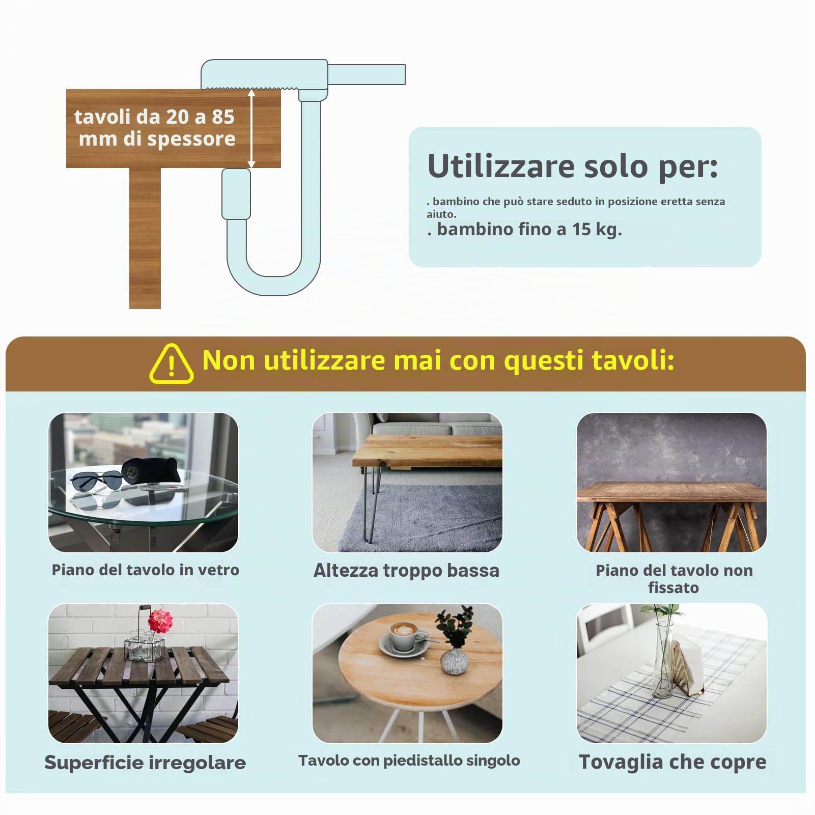 Seggiolino da Tavolo Bambini Portatile Pappa, Sediolina da Tavolo per Bambini Baby Pieghevole con Cintura di Sicurezza per Viaggio，6-36 mesi,15KG-Blu
