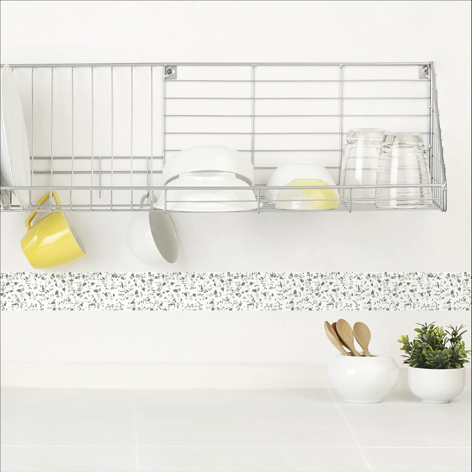 260014 3 Self-Adhesive Wall Borders Terrazzo Gris - (5 x 60 cm), Grey (180 x 5 cm)