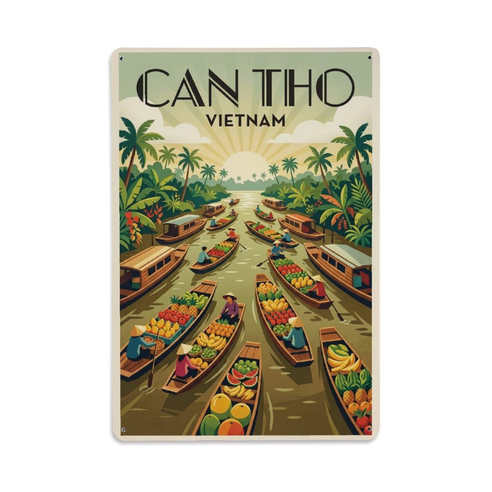 Metal Tin Sign Travel Vietnam Can Tho Vintage
