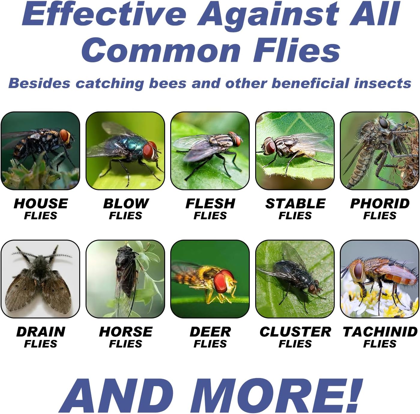 Disposable Fly Traps 8 Pack Bags Outdoor, Flies Catcher Traps with Natural Pre-Bait Refill Repellent, Reusable Stable Horse Ranch Trapper Outdoor Hanging Fly Killer Helps Control Flies