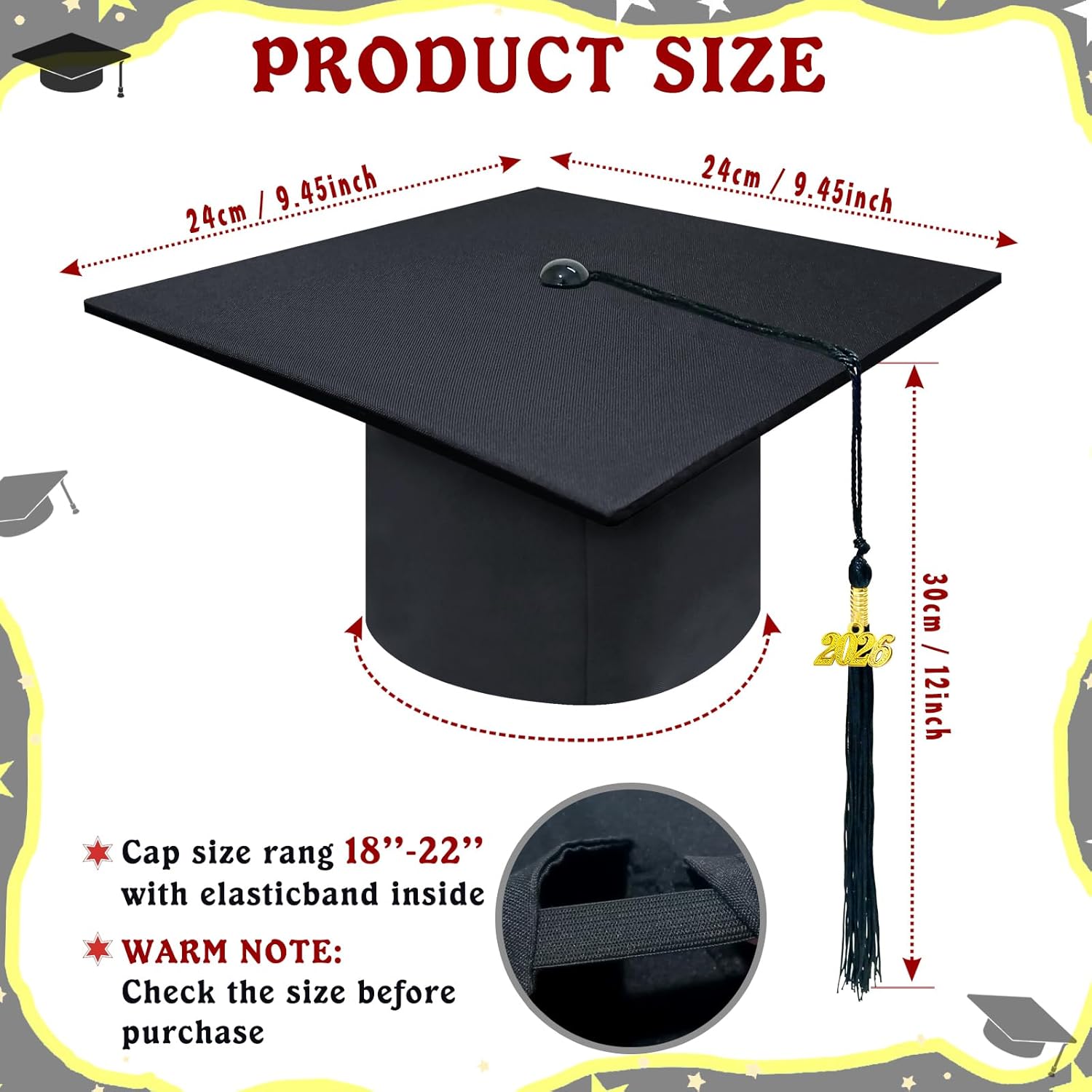 Kidum 16 Pcs 2026 Graduation Cap Kindergarten Bulk Graduation Cap Preschool Child Size Grad Caps with Metal 2026 Tassel