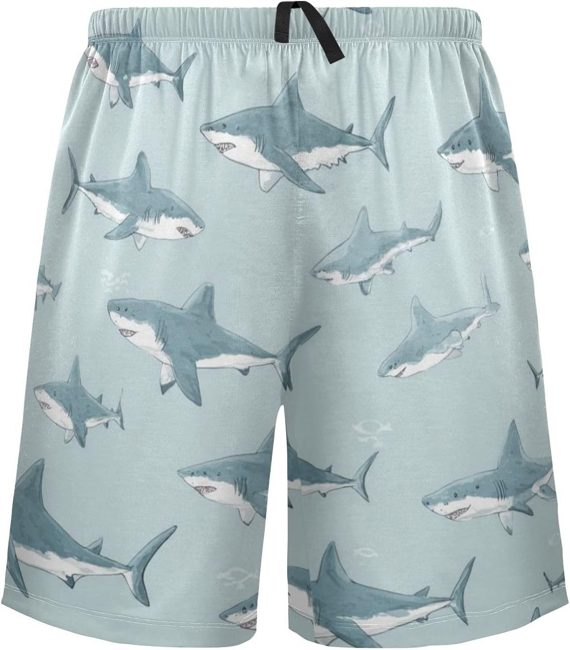 Sharks Dark Men's Pajama Pants Short Sleepwear Cute Pj Bottom with Pockets Drawstring Lounge L - Image 2