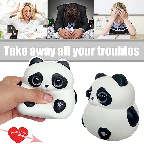 Miniatura 3 de Lindo panda gordo Squishies de ojos grandes, regalo de cumpleaños para niños, juguete kawaii para aliviar el estrés (panda de ojos grandes)