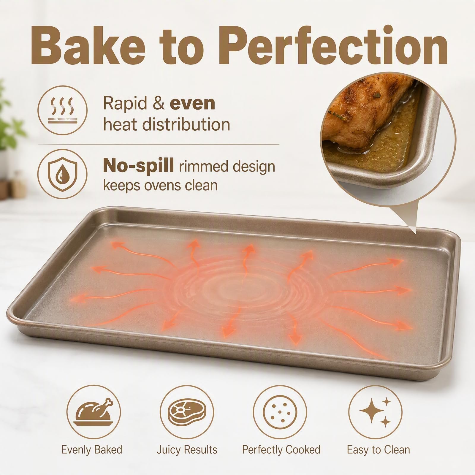 Nicunom 2er Set Blatt Backblech, 44,5 x 30cm Antihaft-Backblech Pfannen Backpapier Toaster Ofen Backbleche Set, perfekte Cookie Sheet zum Backen und Braten