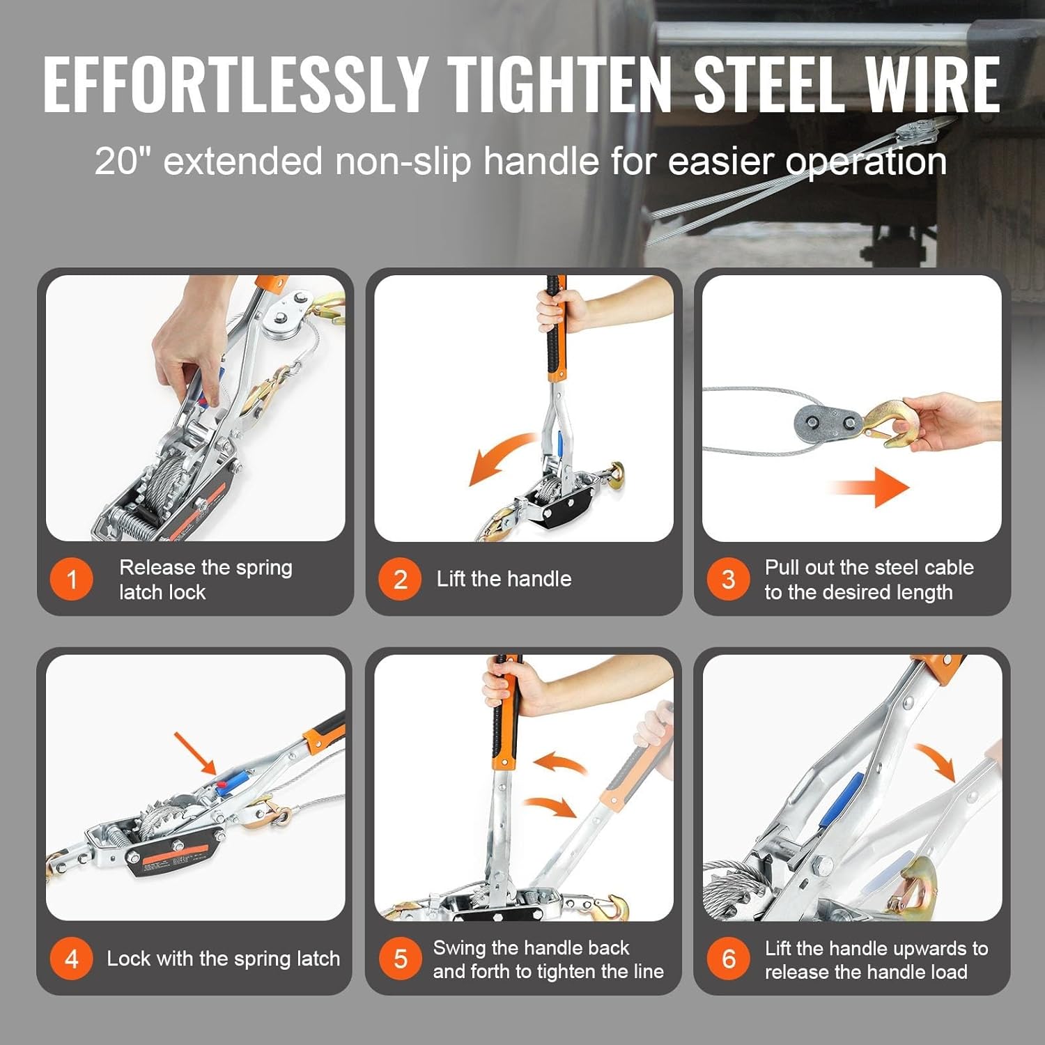 Hand Crank Winch, Hand Winch 5T Come Along Ratchet Power Puller Tool with 11.5ft Steel Cable Automotive Hoist for Vehicle,Boat Trailer Winches