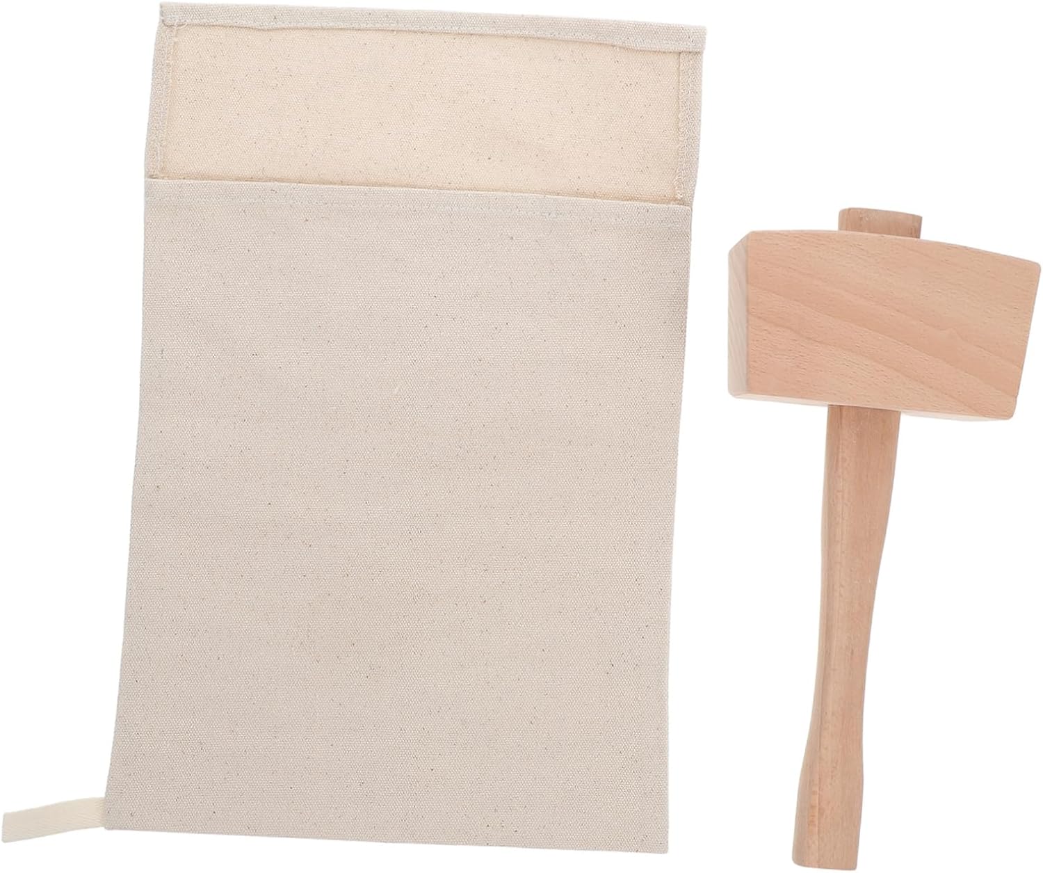 2pcs Reusable Ice Crusher Bag and Wooden Mallet Set Sturdy Canvas Ice Crushing Tool for Bartenders and Home Use for Crushing Nuts and Chocolate for Bars and Picnics