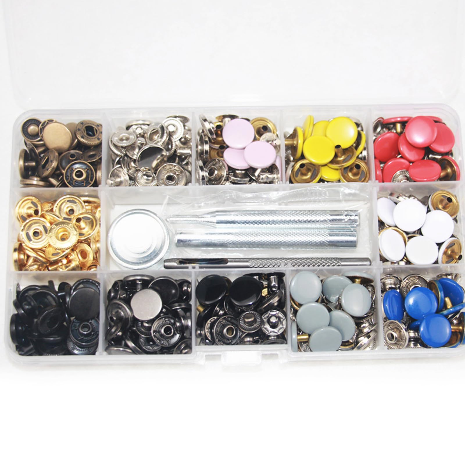 Kit di bottoni a pressione da 12,5 mm, senza bisogno di cucire, bottoni a pressione in metallo rimovibili, bottoni decorativi per vestiti in pelle da 12,5 mm, bottoni a pressione in metallo per