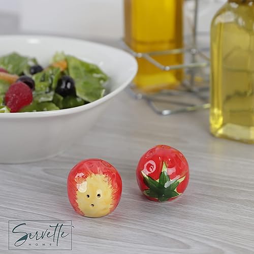 Miniatura 22 de Novedoso juego de salero y pimentero de cerámica, maíz indio Maíz indio,Carrot,Verde (Green Pea),Ketchup y Mostaza,Melocotón,Mini