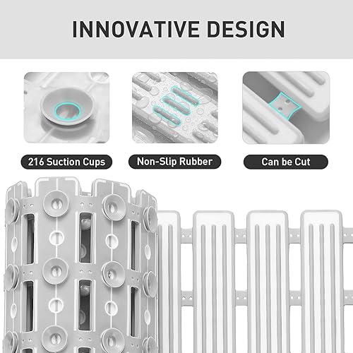 Miniatura 3 de XIYUNTE Tapete de ducha antideslizante para bañera, 36 x 16 pulgadas, tapete de ducha antideslizante para ducha interior, tapete de baño TPE con