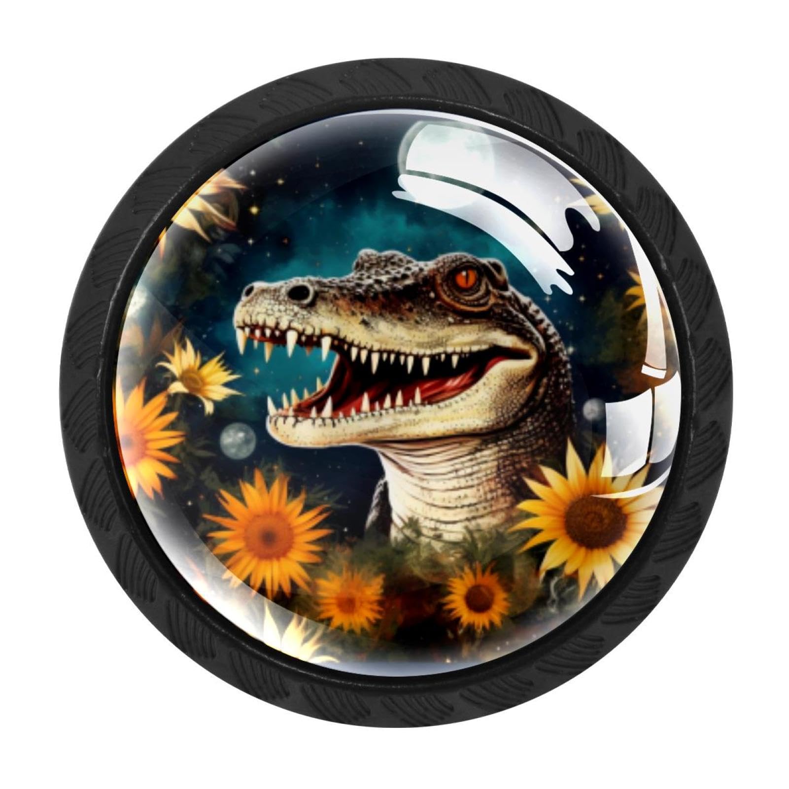 CHENZZZZ 4 Pieces Kitchen Cabinet Drawer Dresser Door Knobs Pulls Handles, Crocodile Starry Sunflower