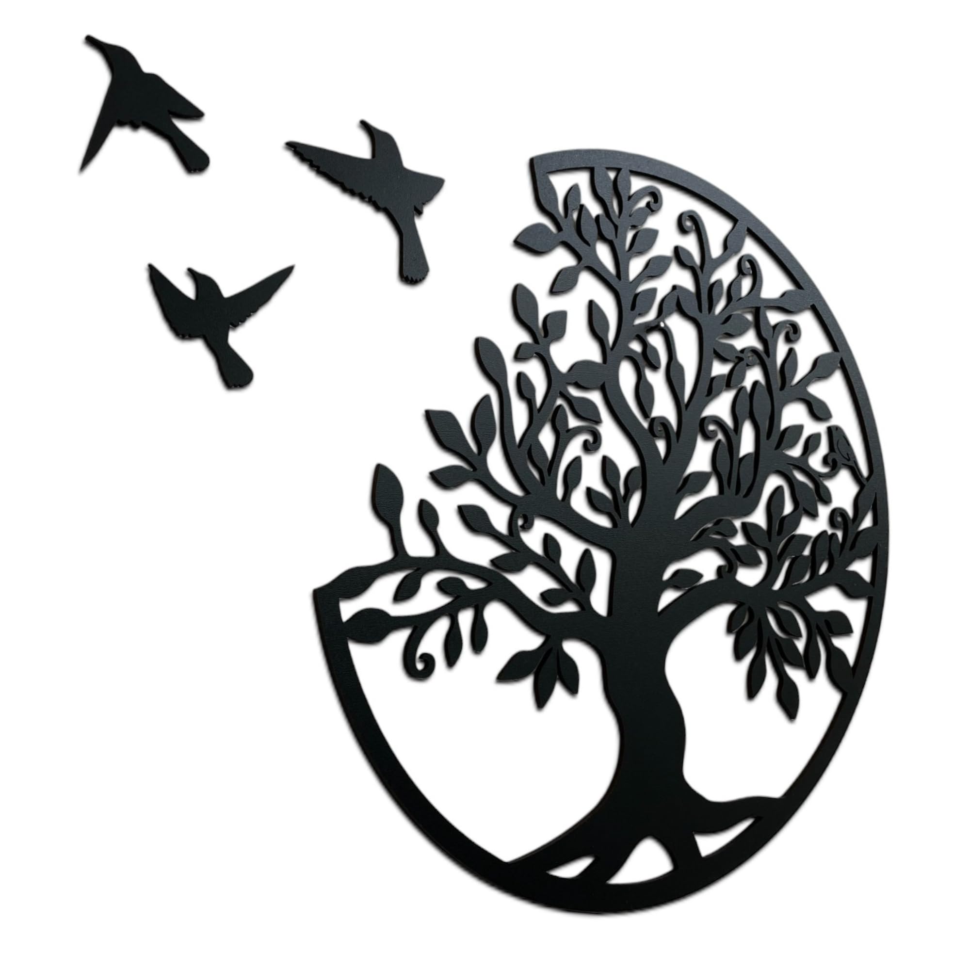 SENTOP HDF0504 Arbre de Vie, Image Sculptée sur Mur en Bois pour Usage Intérieur, Décoration Art en Bois (Noir, 40 cm)