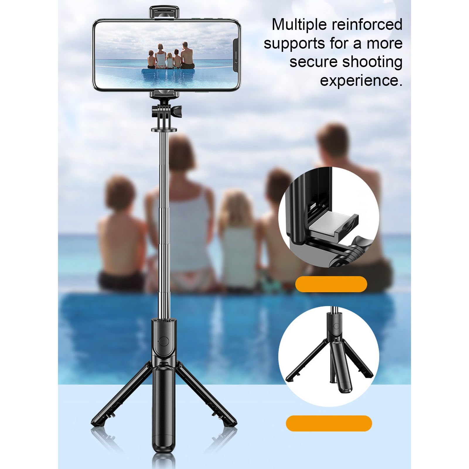 Selfie Stick 3 in 1 Telefoon Statief Stand: 178 cm 70 inch Uitschuifbare en Draagbare Selfie Stick met Afneembare Draadloze Afstandsbediening en Telefoonhouder Compatibel met iPhone 16 15 14 13 12 11