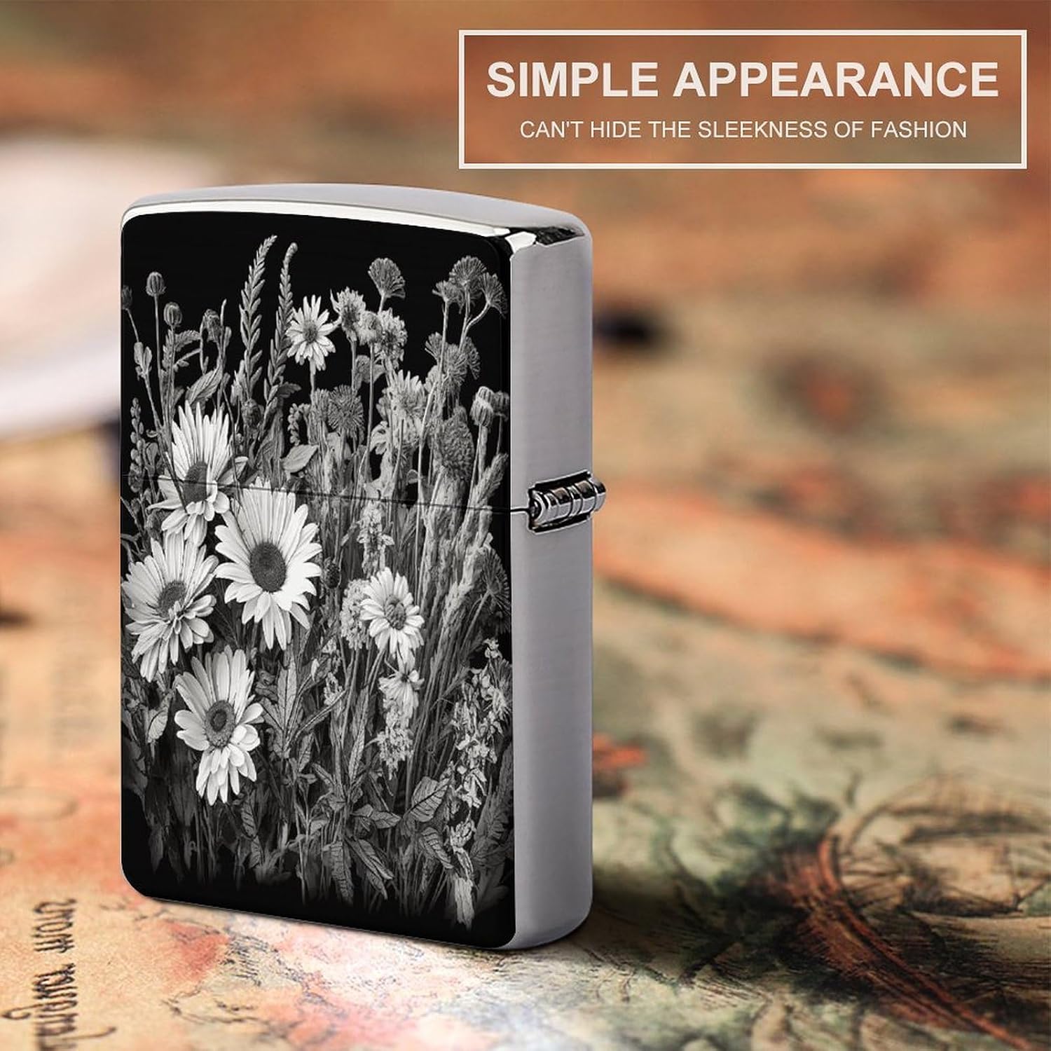 Black and White Flowers Lighter Case Cover Lighter Shell