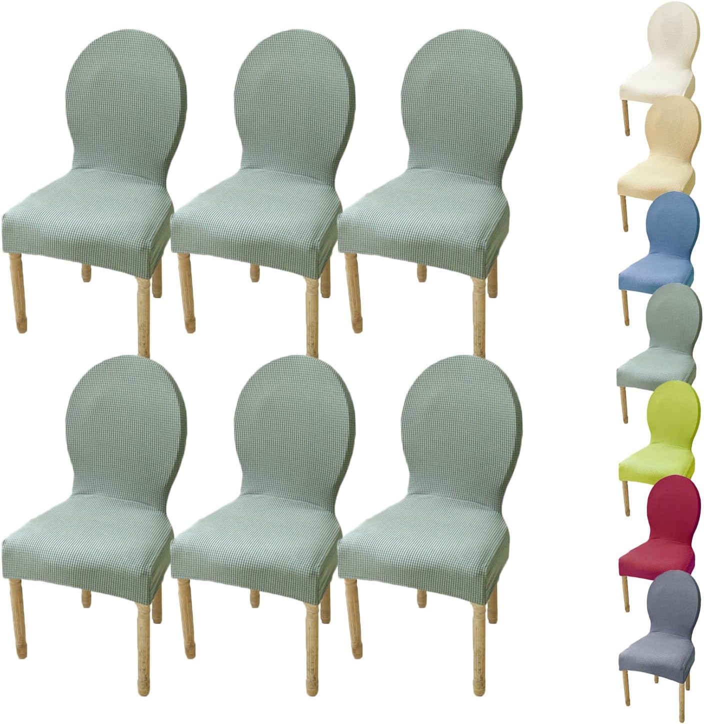 Round Back Dining Chair Cover Stretch Chair Cover for Dining Room Kitchen Modern Style Curved Back Chair Cover Solid Color Dining Chairs Slipcovers Chair Protectors Covers for Hotel,F 4pcs