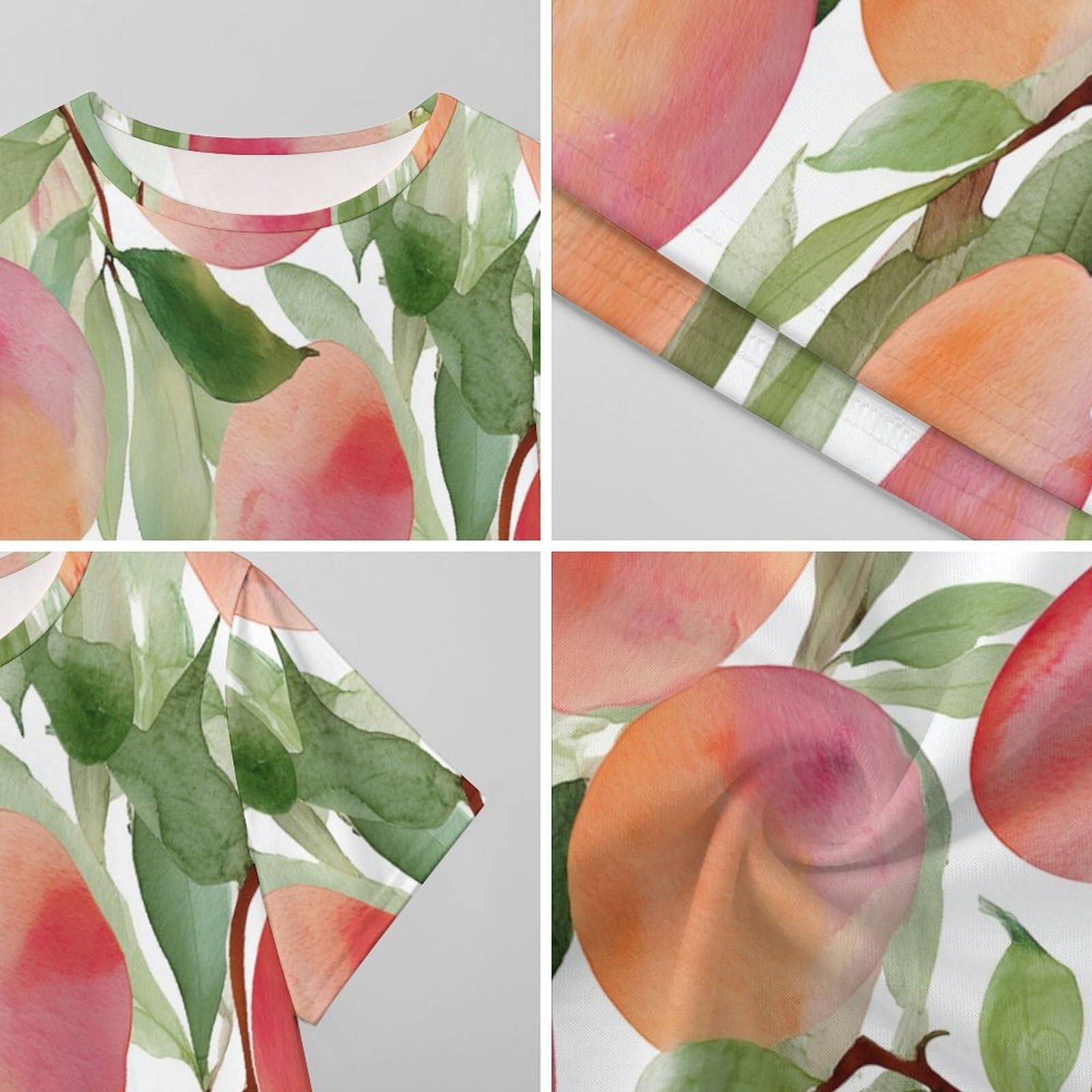 Camisones De Mujer - Fruta Rosa Camisón De Manga Corta para Estar En Casa Tallas S-3Xl Holgado Largo Suave para El Verano.
