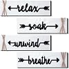 Jetec 4 Pieces Farmhouse Bathroom Decor Wall Art Soak Relax Unwind Breathe Wooden Signs with Arrow Rustic Vintage Country Bathroom Decor for Home Laundry Room(Black)