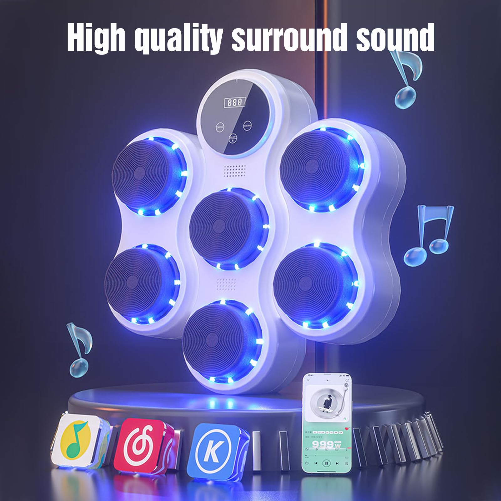 Eznaobo Macchina da boxe musicale,Professionale da parete Allenatore di Boxe Elettronica Bluetooth con 9 velocità e modalità, Display a LED, con guanti, per palestra e casa