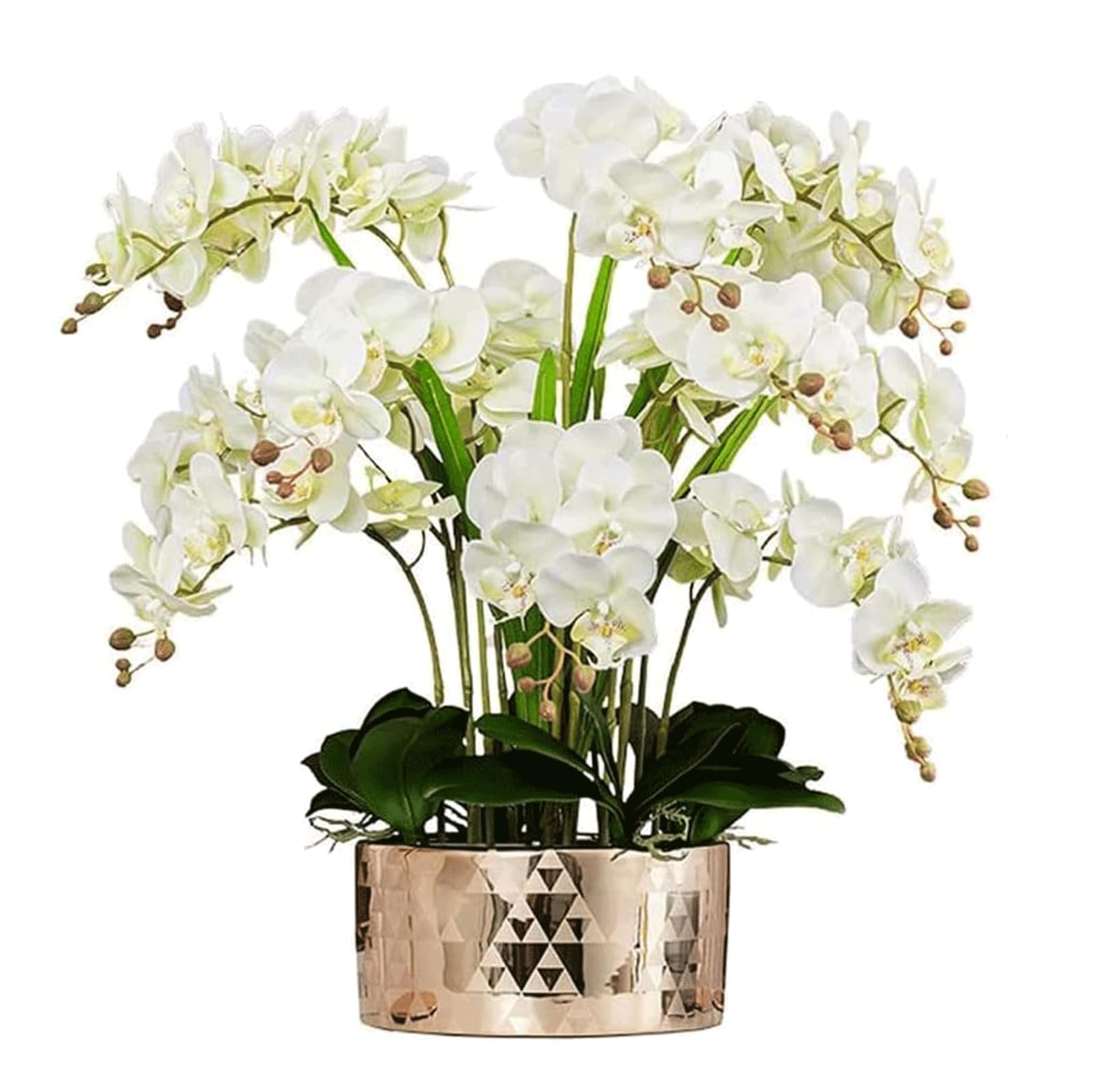 DFGHNBVC Artificial Orchid Orchid Artificial Flowers Silk Cloth Artificial Flower With Ceramic Vase Artificial Phalaenopsis Flowers 50Cm Fake Flowers Very Natural.White